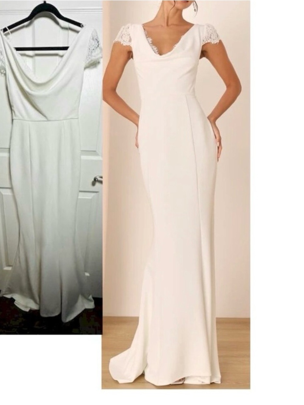 Lulu's Ivory Lace-Shoulder Maxi Gown